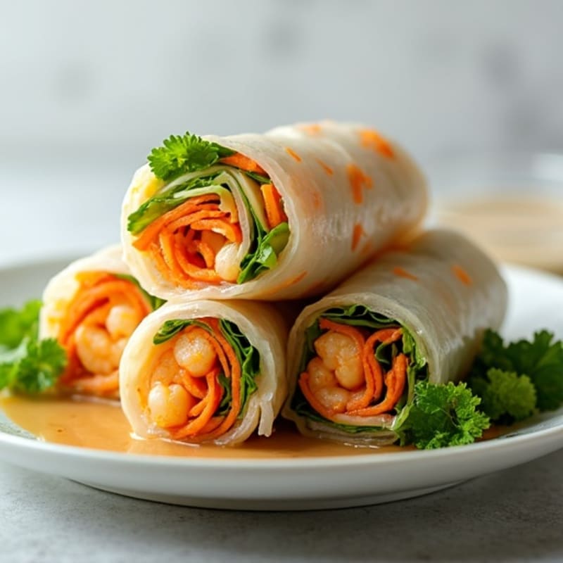 Fresh Rice Paper Shrimp Rolls with Peanut Sauce