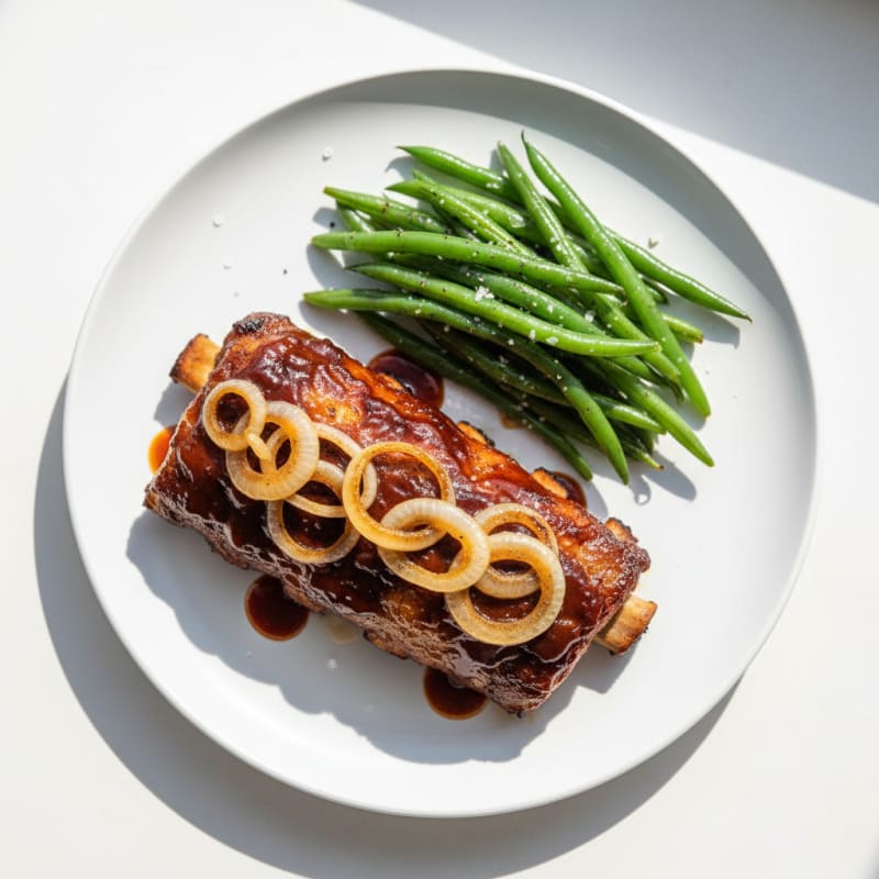 Smoky BBQ Pork Ribs with Caramelized Onions