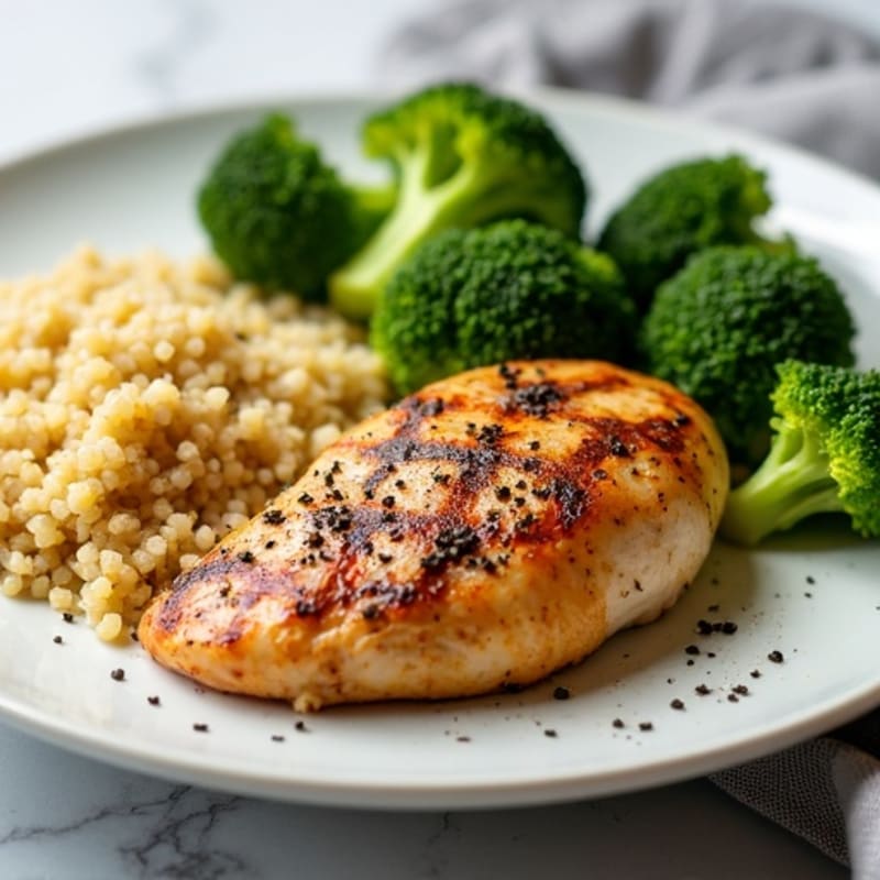 Grilled Chicken Breast with Quinoa and Steamed Broccoli