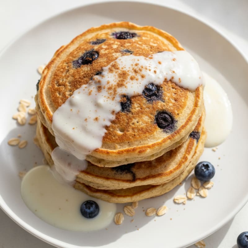 Blueberry Oatmeal Buttermilk Pancakes