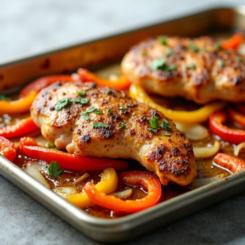 Sheet Pan Chicken Fajitas with Crispy Peppers and Onions