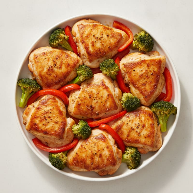Air-Fried Chicken Thighs with Roasted Vegetables