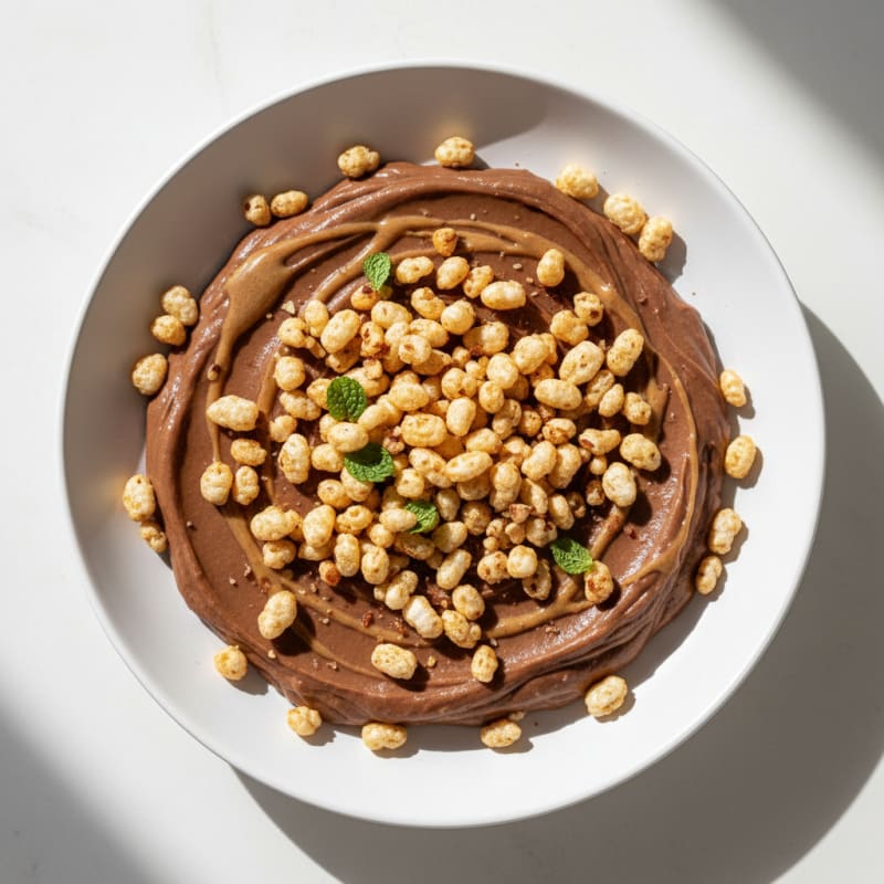 Silky Chocolate Protein Pudding with Crispy Rice