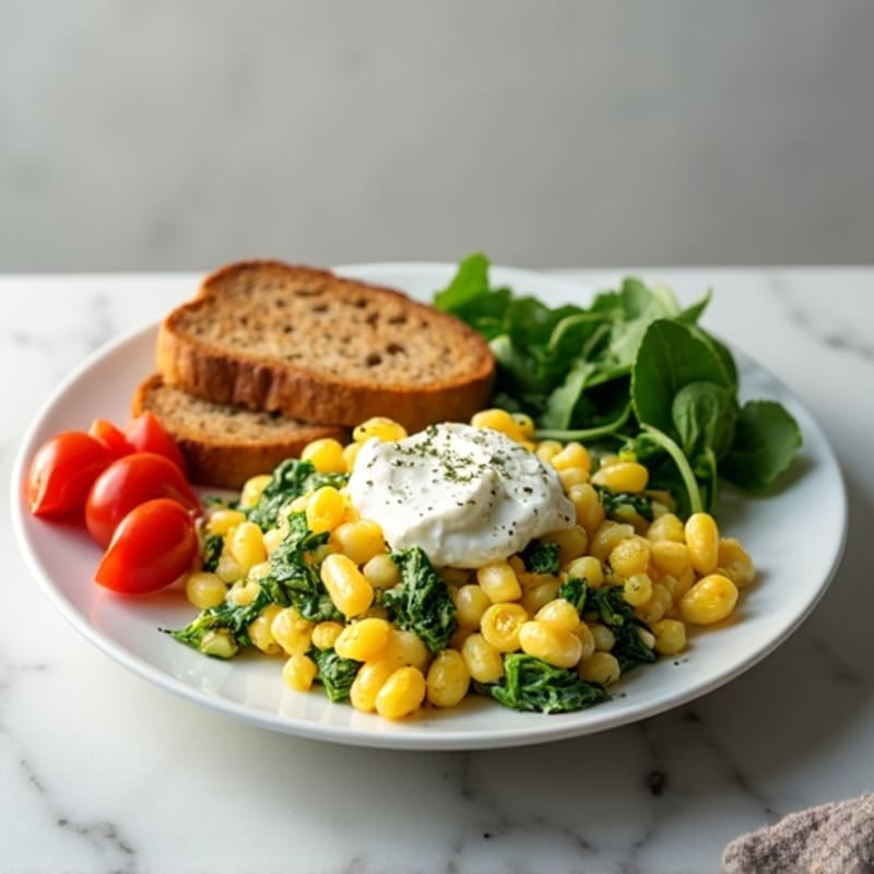 Egg White and Spinach Scramble with Cottage Cheese