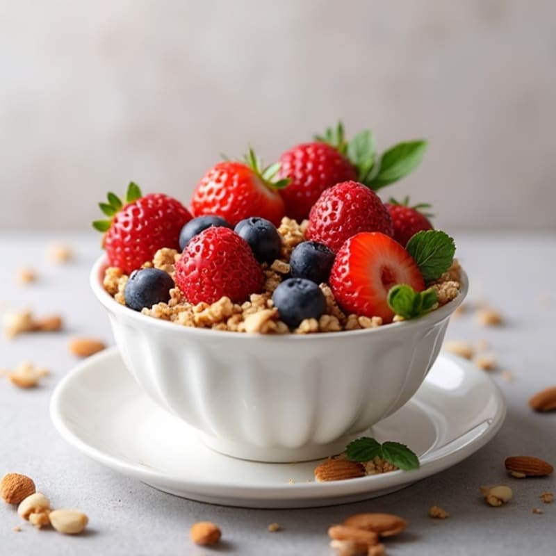 Creamy Greek Yogurt Bowl with Mixed Berries and Crunchy Almond Granola