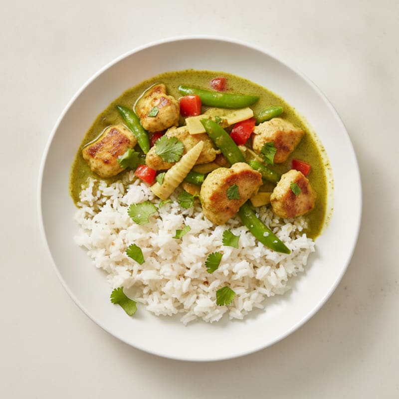 Green Curry Chicken with Coconut Rice