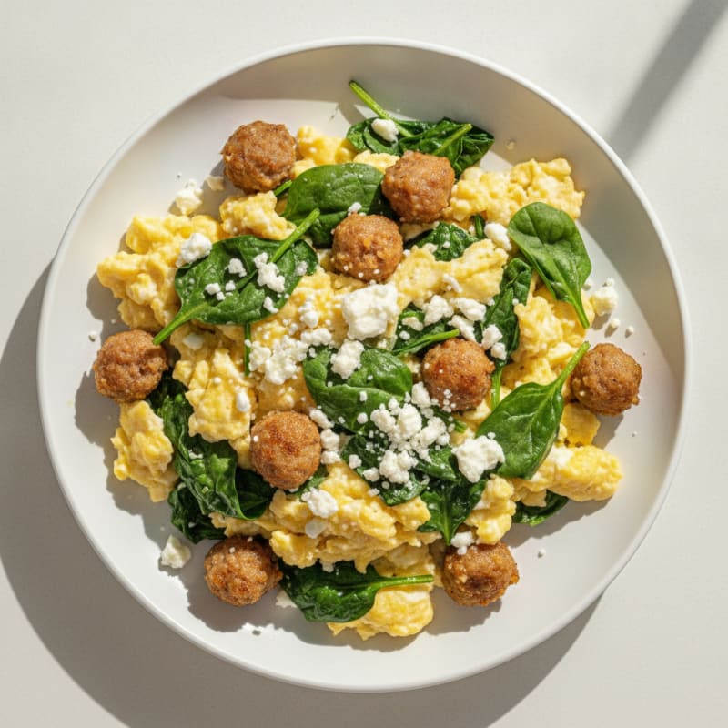 Egg White Scramble with Spinach and Turkey Sausage