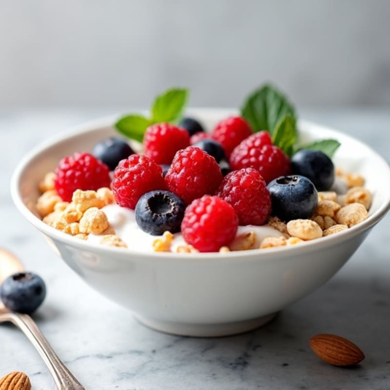 Silky Greek Yogurt Bowl with Mixed Berries and Protein Crunch