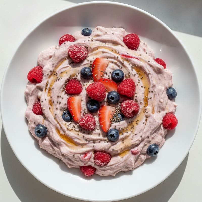 Silky Greek Yogurt Protein Mousse with Mixed Berries