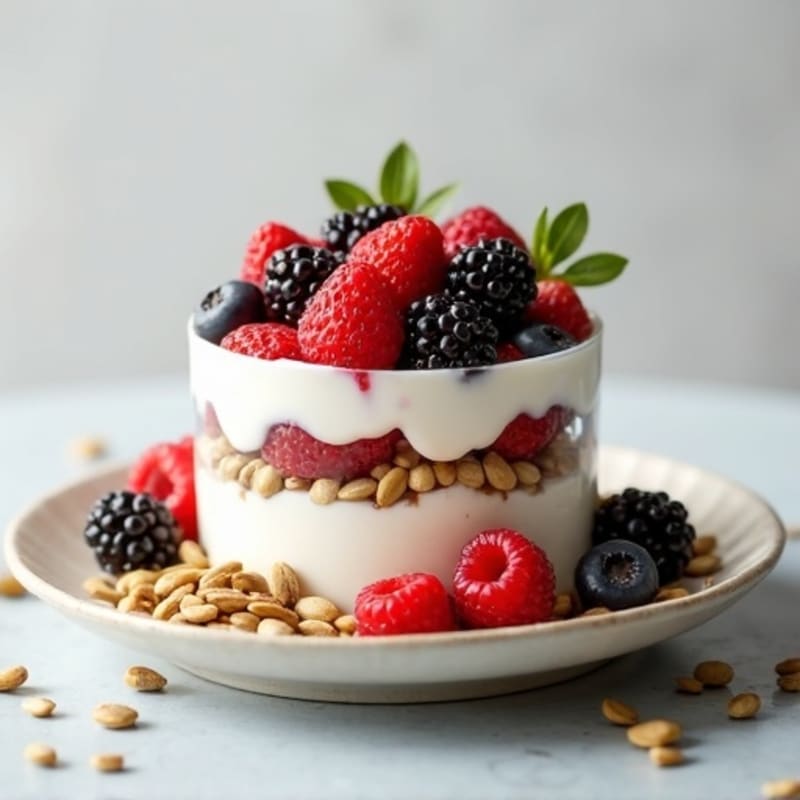 High-Protein Yogurt Parfait with Mixed Berries and Toasted Seeds