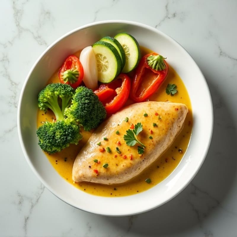 Chicken with Creamy Coconut Green Curry and Fresh Vegetables