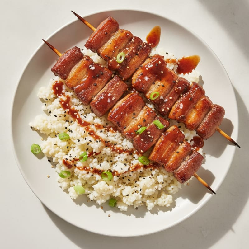 Spicy Gochujang Pork Belly Skewers
