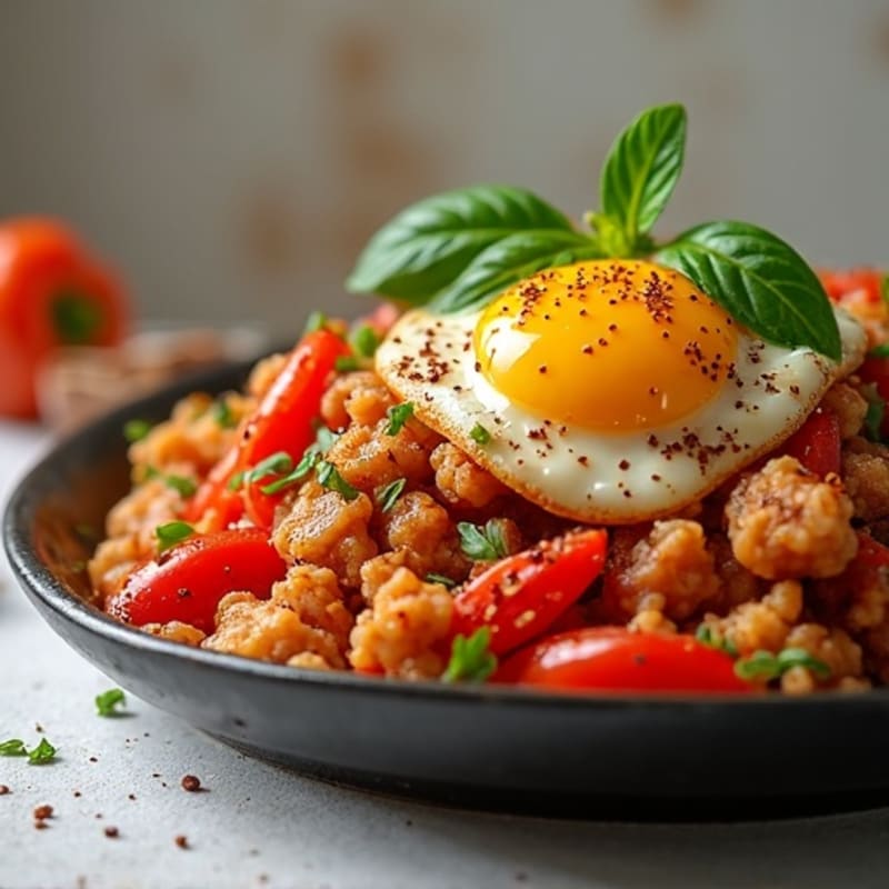 Spicy Ground Chicken and Bell Pepper Skillet
