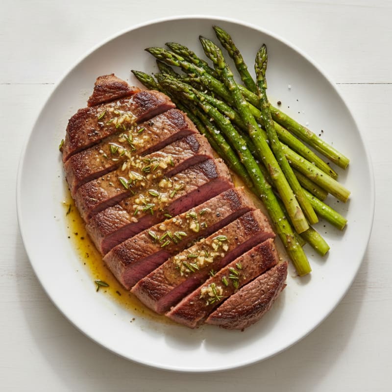 Garlic Herb Butter Steak with Asparagus