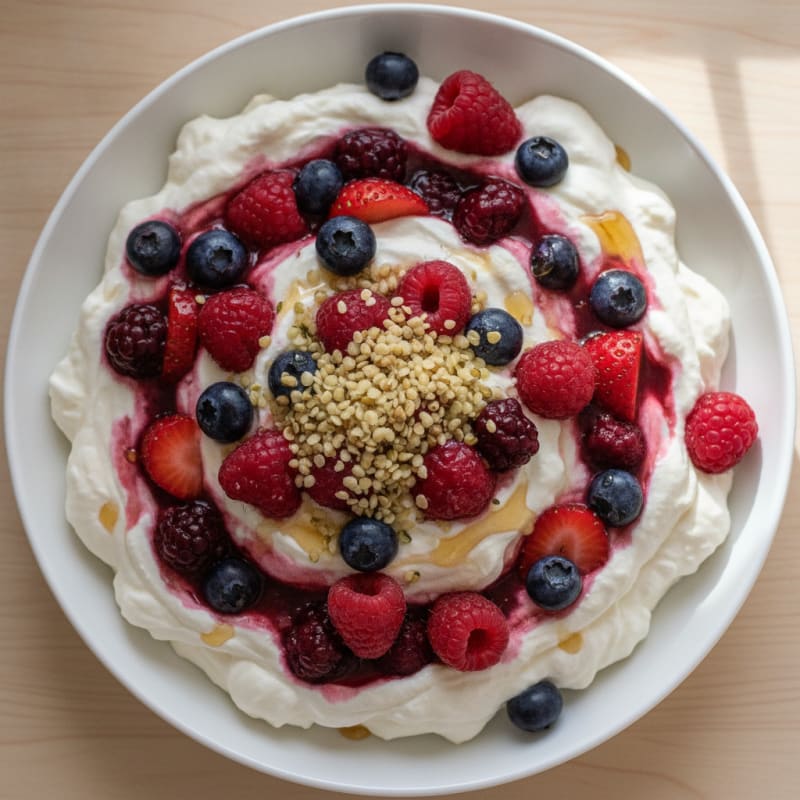 Greek Yogurt Protein Mousse with Mixed Berries