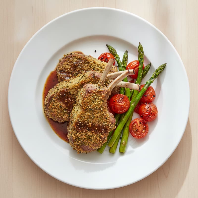 Herb-Crusted Lamb Chops with Roasted Vegetables