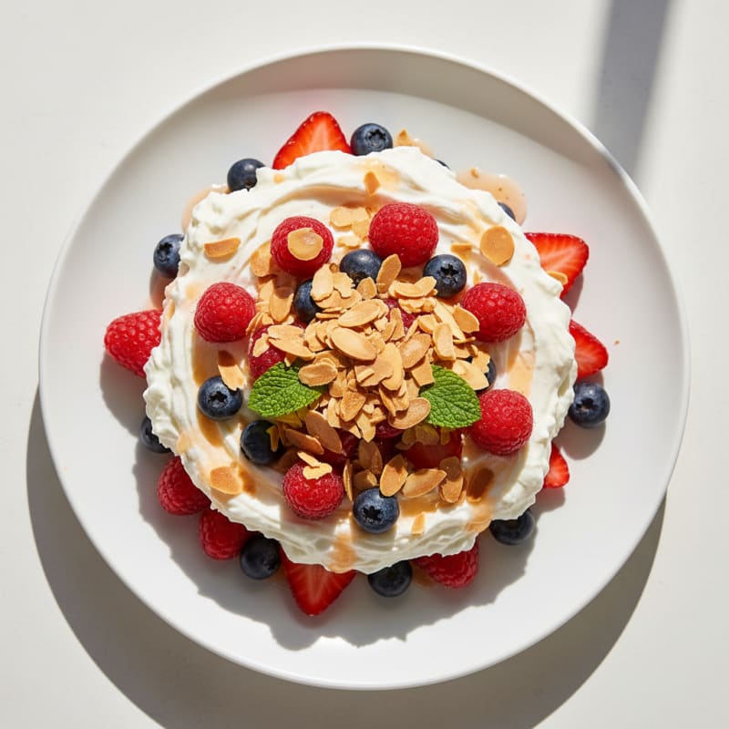 Creamy Greek Yogurt Protein Parfait with Mixed Berries and Almonds
