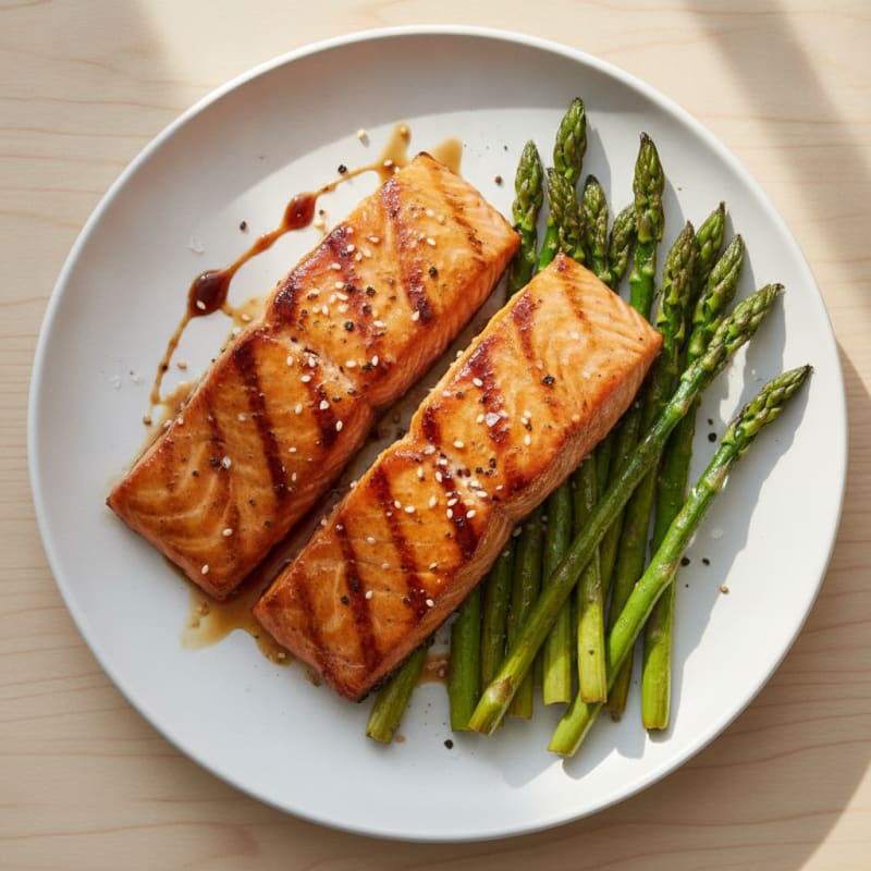 Teriyaki-Glazed Salmon with Roasted Asparagus