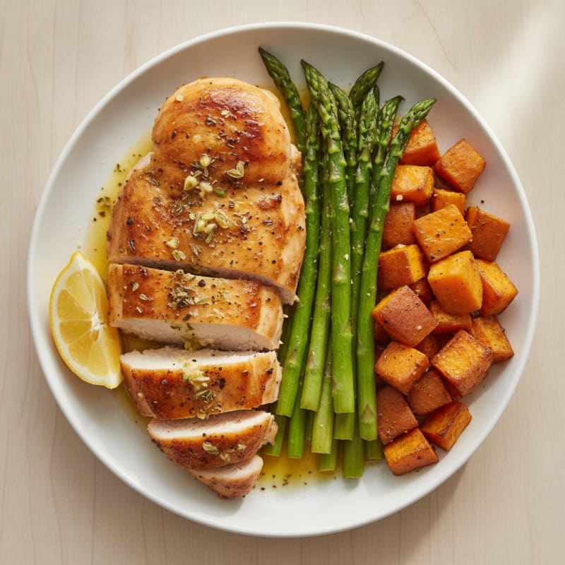 Lemon Herb Roasted Chicken with Asparagus