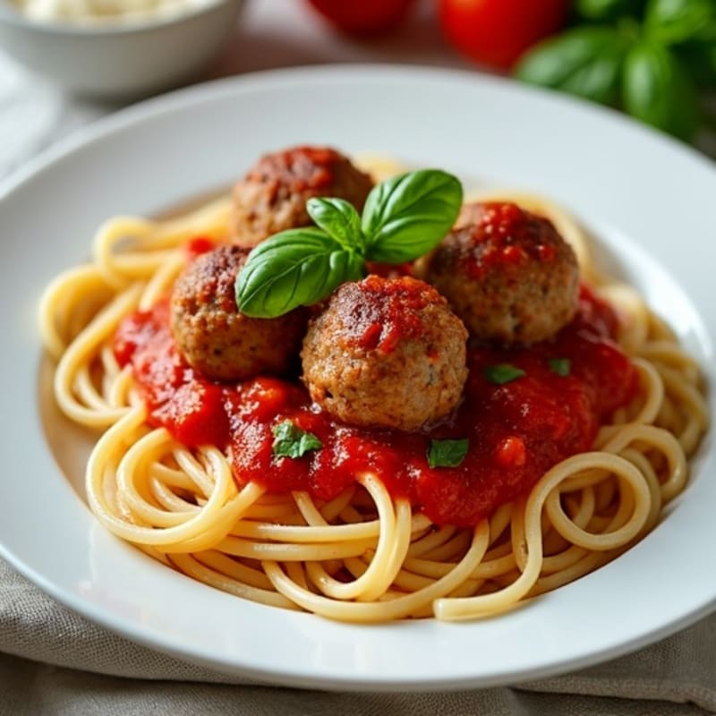 Lean Turkey Meatballs with Whole Wheat Spaghetti and Fresh Basil Tomato Sauce