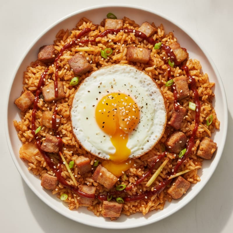 Kimchi Fried Rice with Pork Belly