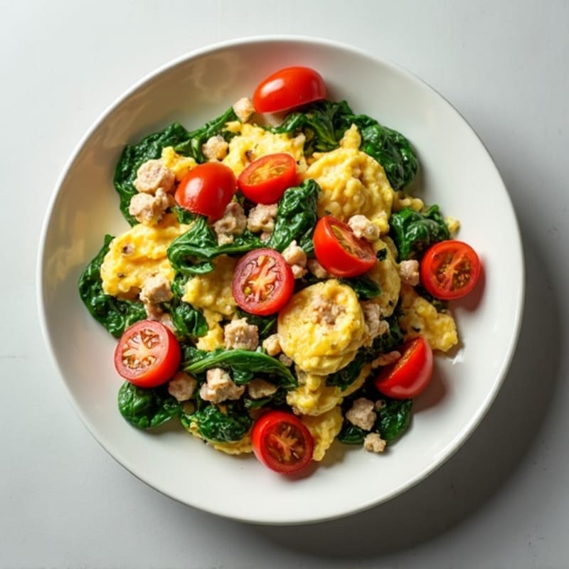 Egg White and Turkey Spinach Scramble