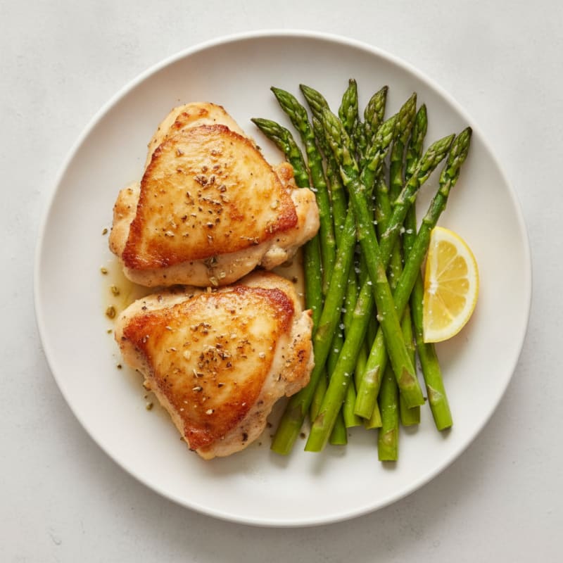 Pan-Seared Chicken Thighs with Roasted Asparagus