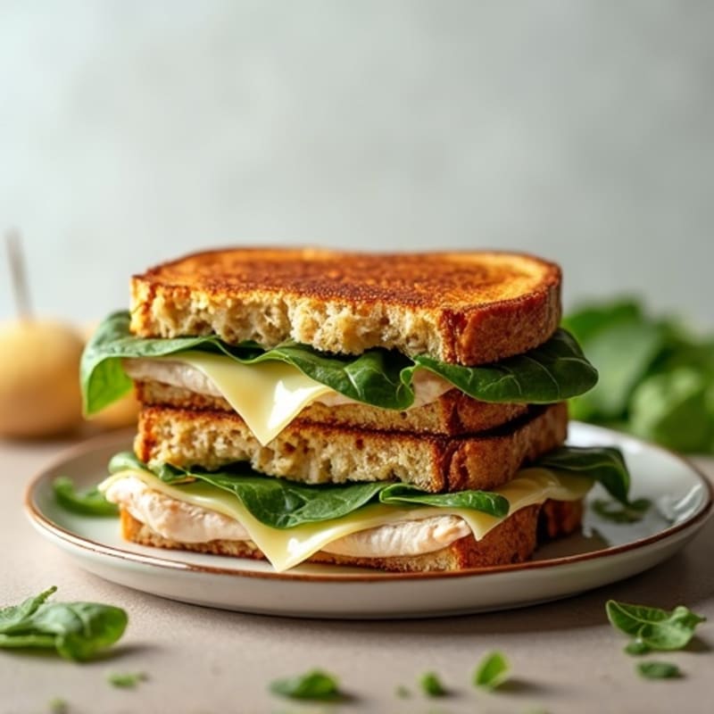 Lean Turkey and Spinach Stacked Grilled Cheese on Whole Grain