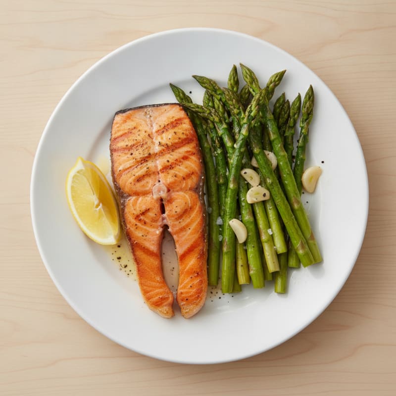 Pan-Seared Salmon with Roasted Asparagus