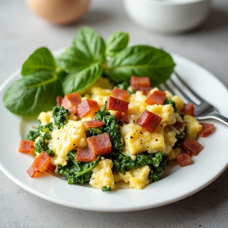 Egg White Scramble with Spinach and Turkey Bacon