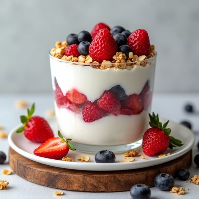 Creamy Greek Yogurt Parfait with Mixed Berries and Almonds