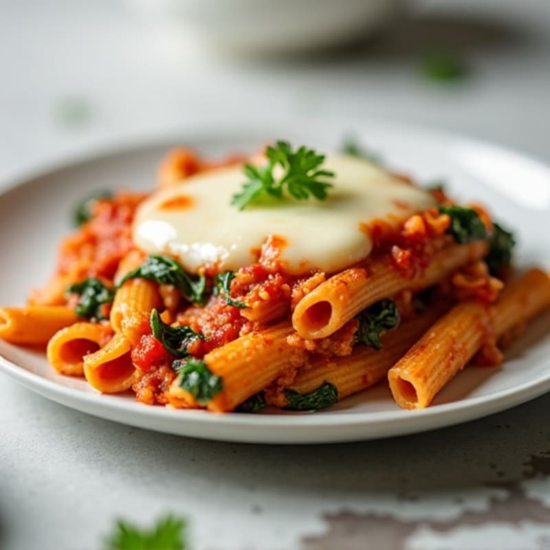 Lean Ground Turkey and Spinach Baked Ziti