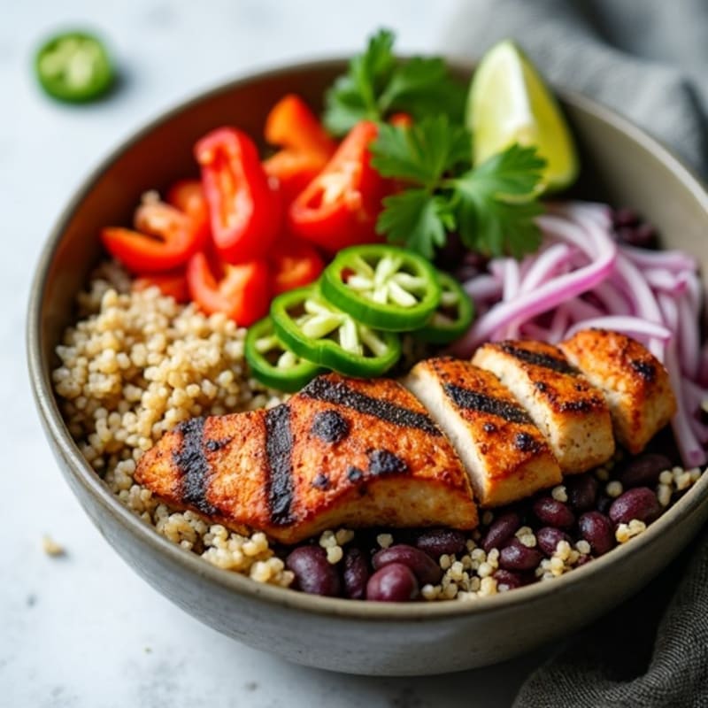 Spicy Black Bean Quinoa Bowl with Fresh Lime Salsa