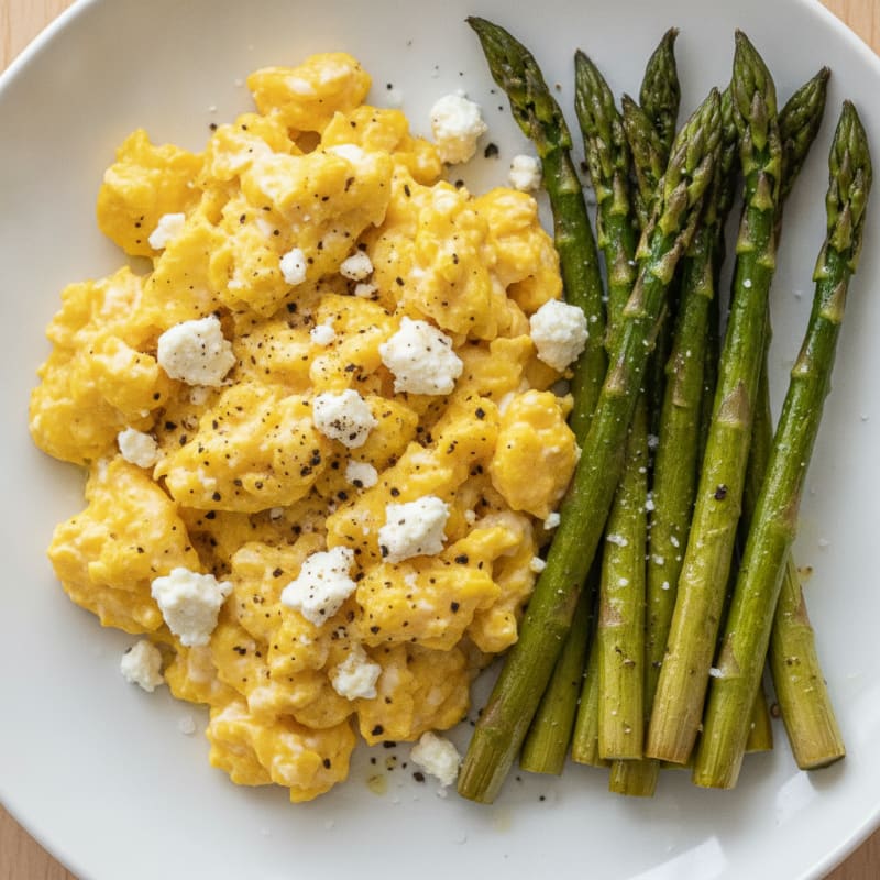 Scrambled Eggs with Roasted Asparagus