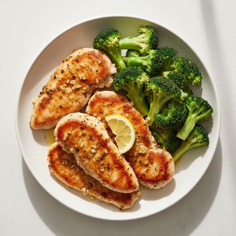 Seared Chicken Tenderloins with Steamed Broccoli
