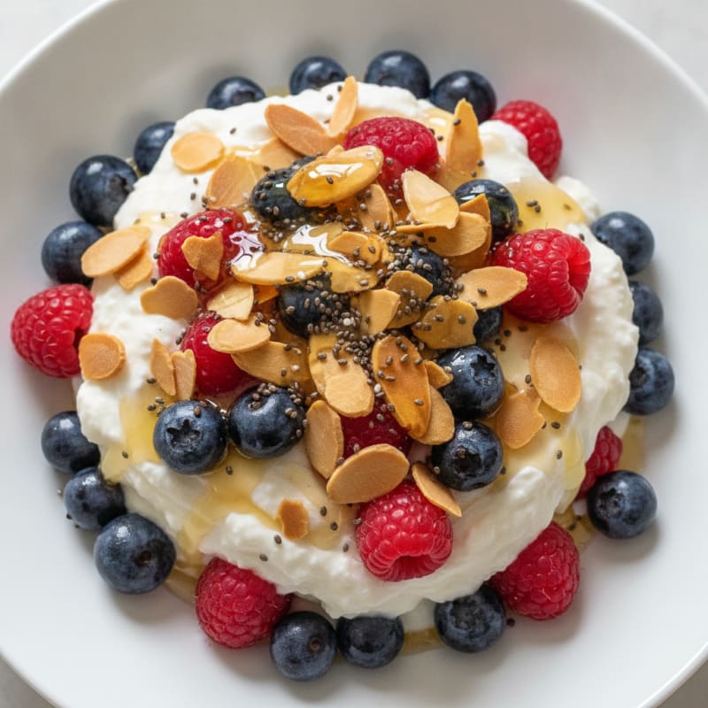 Greek Yogurt Protein Parfait with Berries and Almonds