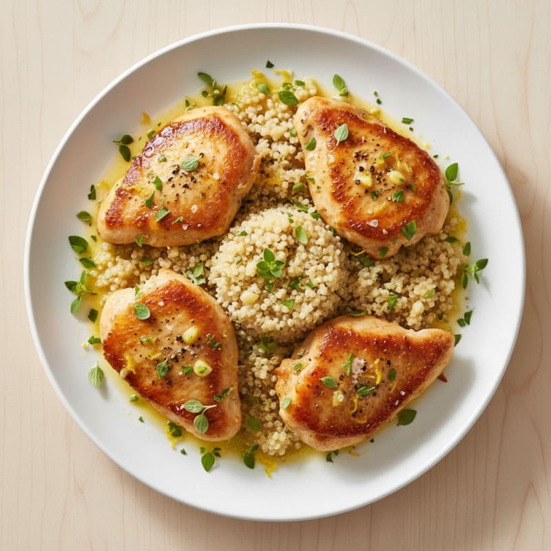 Crispy Lemon-Herb Chicken Thighs with Quinoa