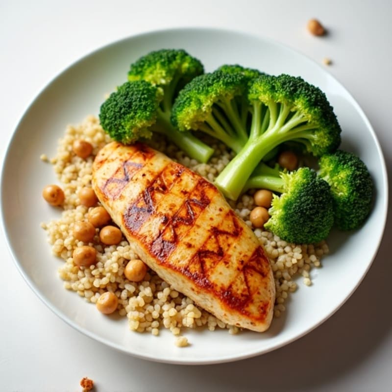 Grilled Chicken Breast with Quinoa and Steamed Broccoli