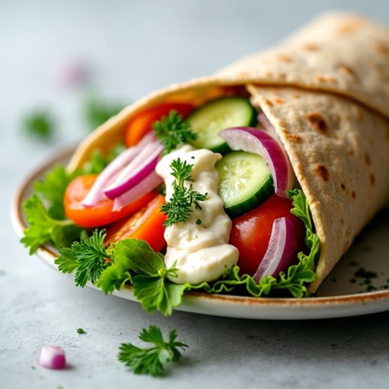 Crunchy Greek-Style Turkey Wrap with Fresh Herbs