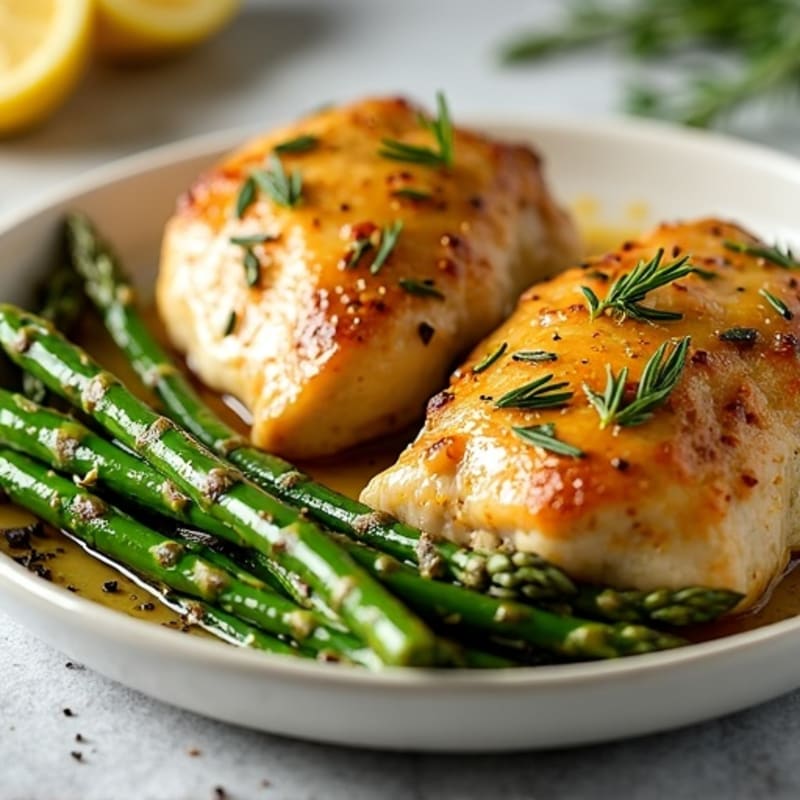 Sheet Pan Lemon Herb Chicken Thighs with Roasted Asparagus