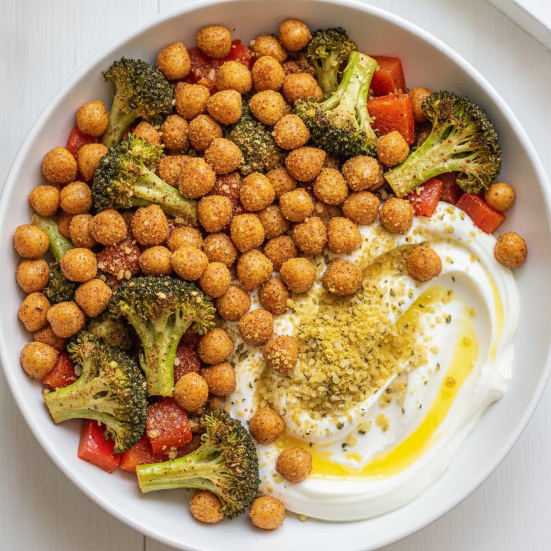 Roasted Vegetable and Chickpea Grain Bowl