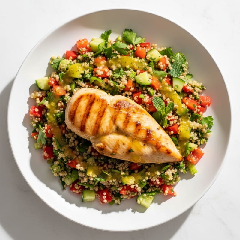 Grilled Chicken Breast with Crunchy Quinoa Salad