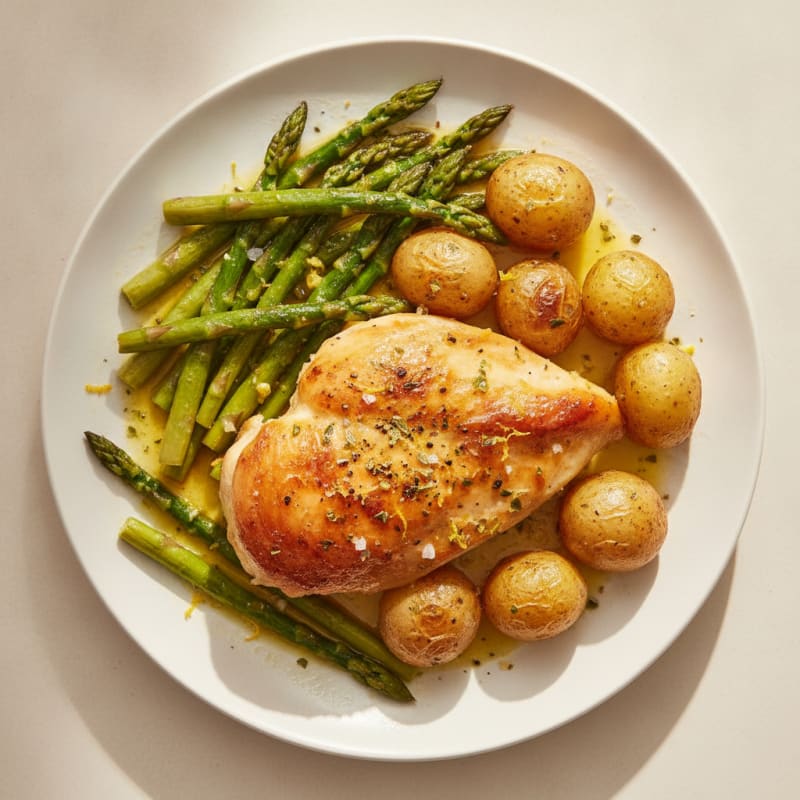 Lemon Herb Roasted Chicken with Asparagus