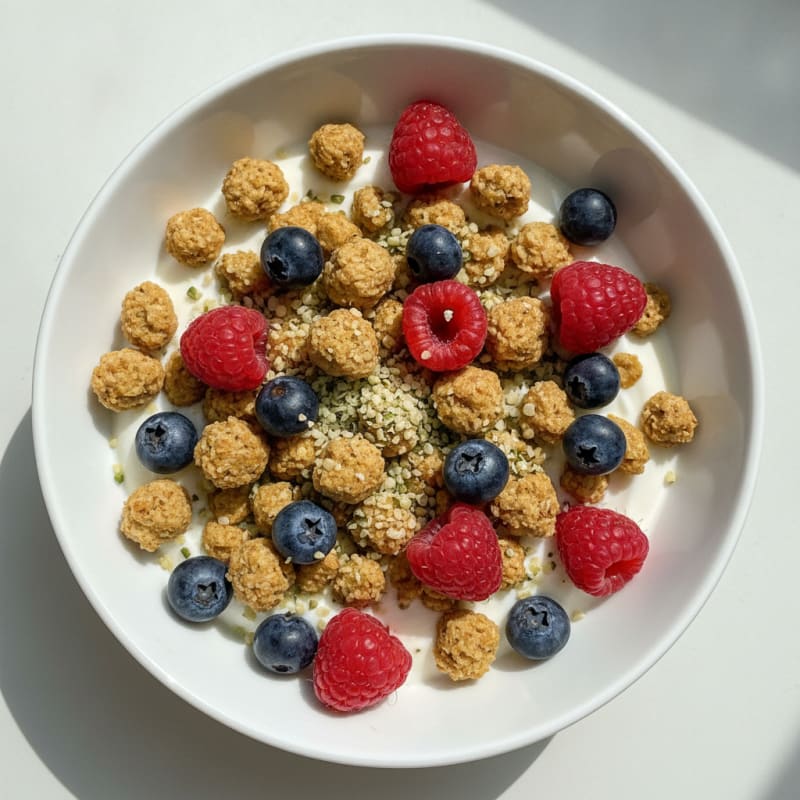 Greek Yogurt Bowl with Protein Granola and Berries