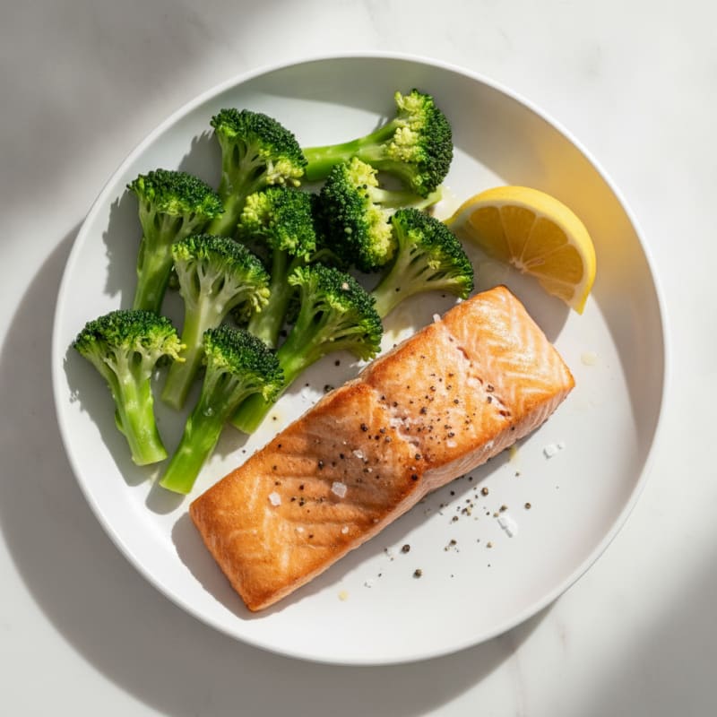Seared Salmon with Steamed Broccoli