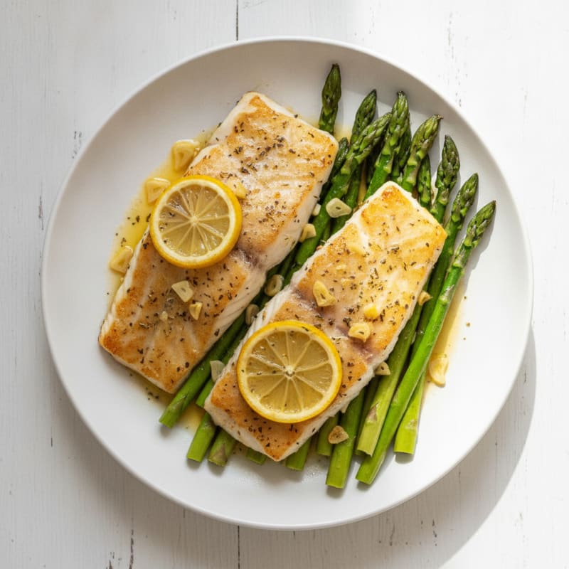 Baked Cod with Roasted Asparagus