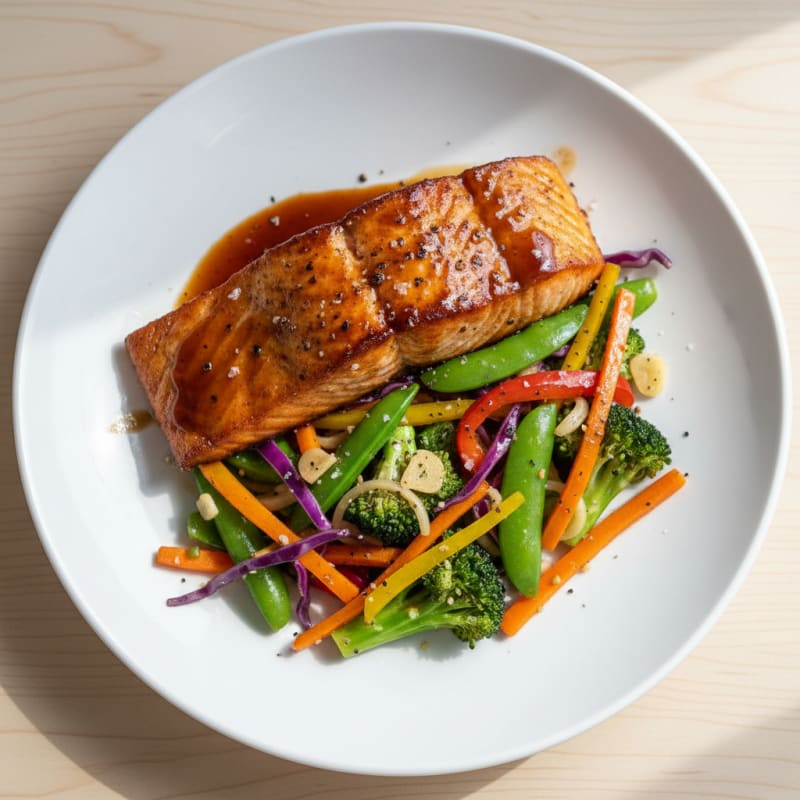 Pan-Seared Salmon with Teriyaki Stir-Fry