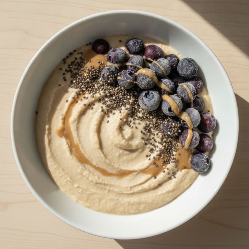 Silky Tofu Protein Smoothie Bowl with Almond Butter and Chia Seeds