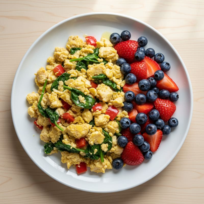 Egg White Vegetable Scramble with Fresh Berries