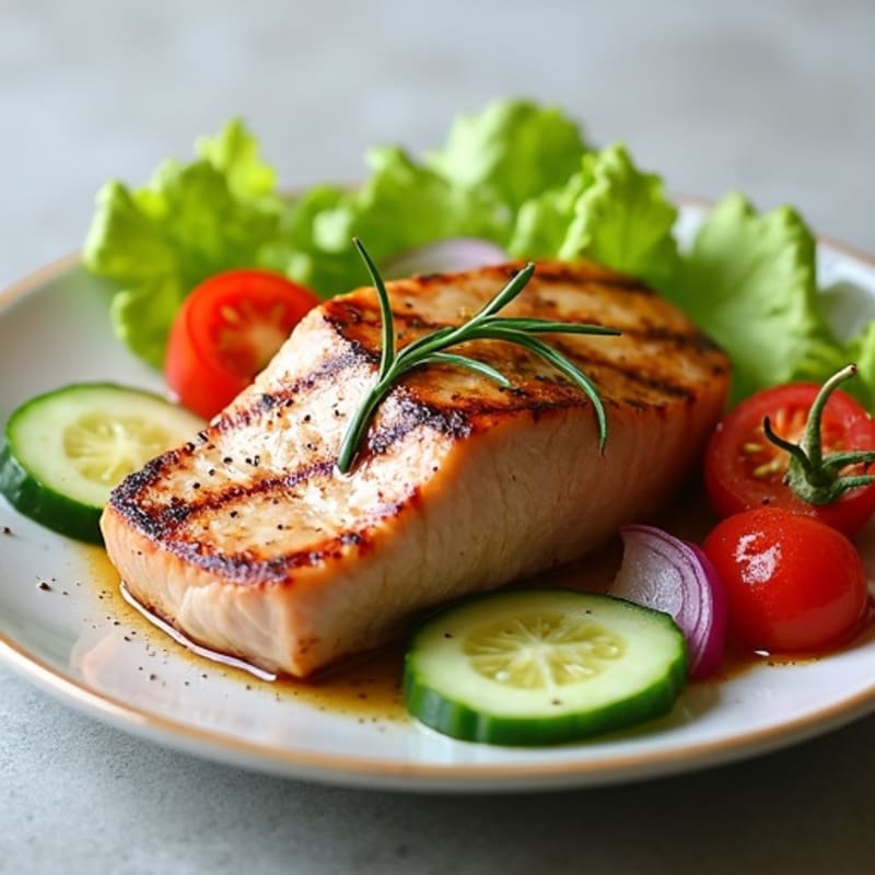 Grilled Tuna Steak with Crunchy Cucumber Salad
